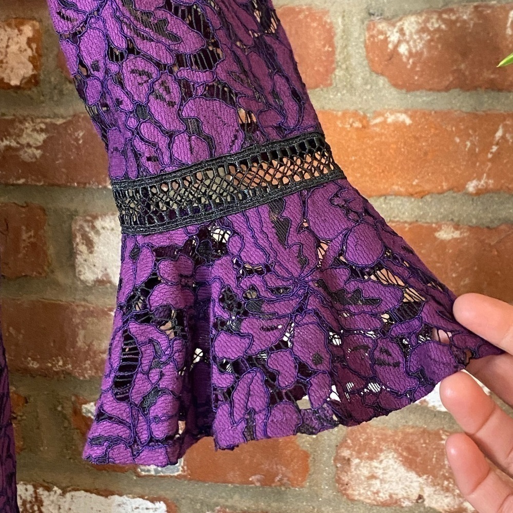 Eliza J Purple Flare Sleeve Lace Shift Dress Size 8P - Picture 8 of 11
